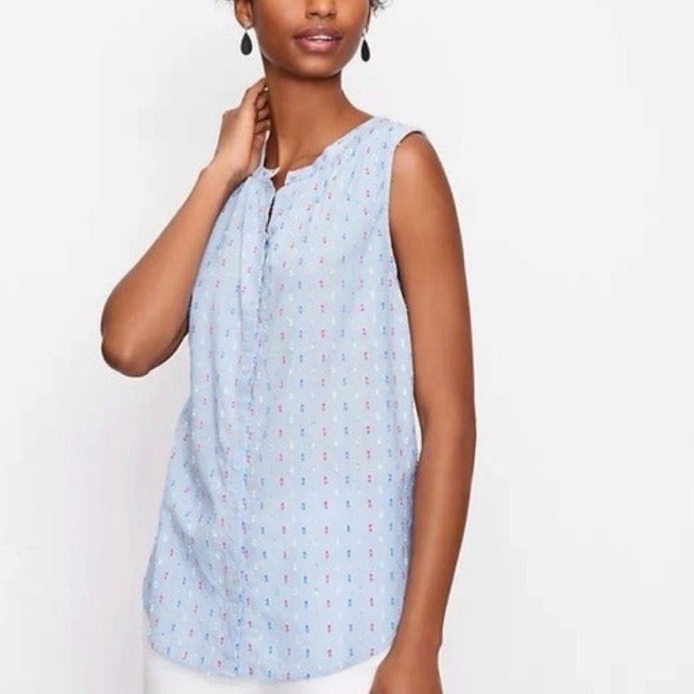 Loft Shimmer Clip Dot Sleeveless Shell Shirt, Size Medium